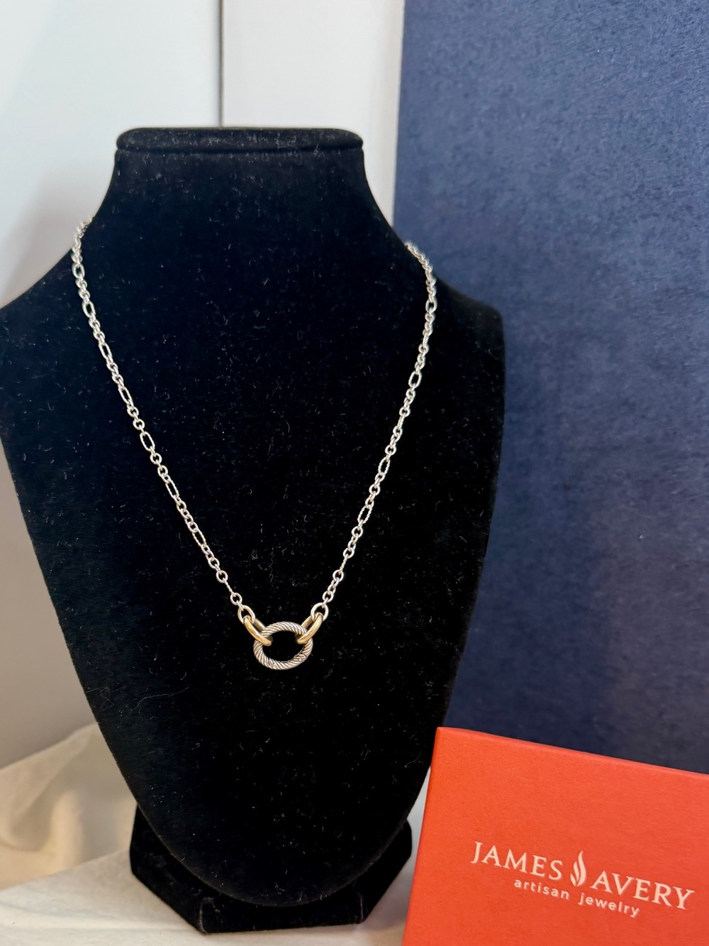 JAMES AVERY Sterling Bronze Oval Twist Changeable Charm Holder Necklace; RETIRED - Picture 2 of 9
